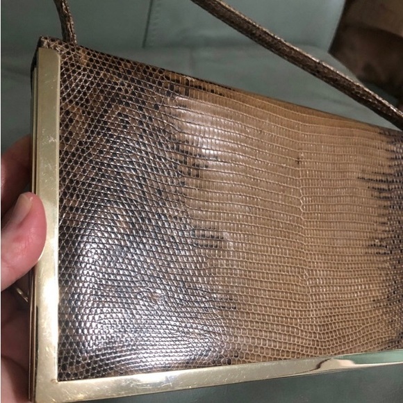 ESCADA VINTAGE 1990s SNAKESKIN CLUTCH - Picture 9 of 12